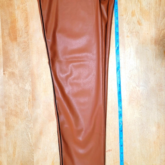 French leather w Suede interior finish straight legged trousers and black piping - Picture 3 of 5